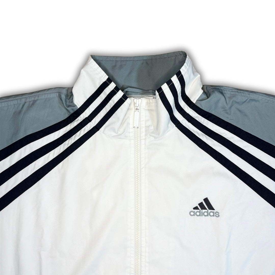 Vintage Adidas 90s White Gray Track Jacket (L)