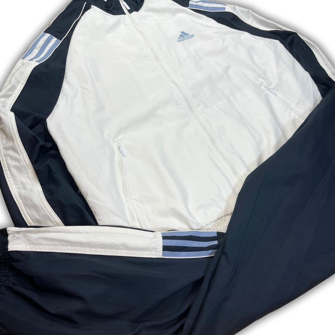 Vintage White Blue Adidas Tracksuit (XL)