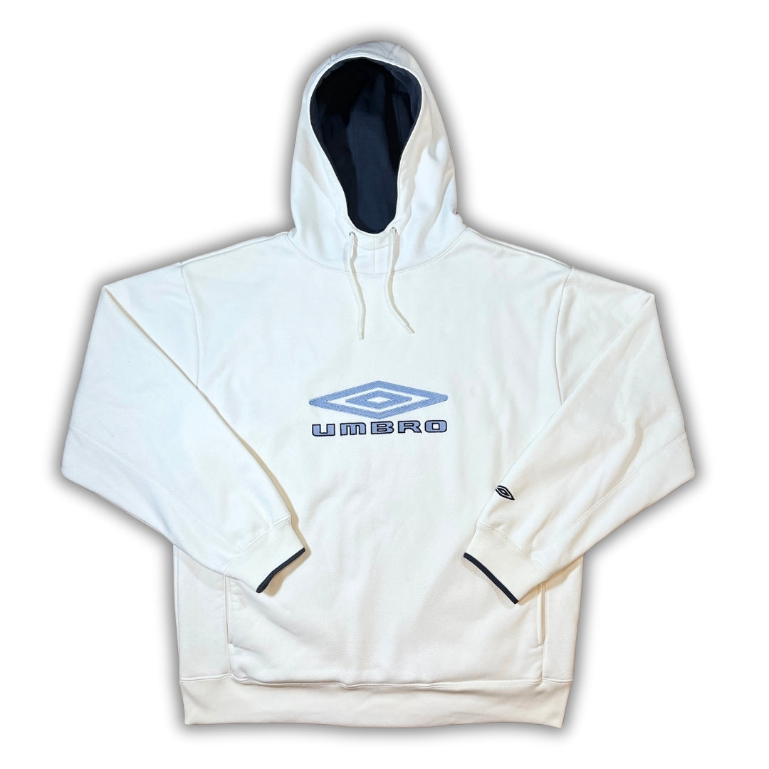 Vintage Umbro White Blue Hoodie (L)