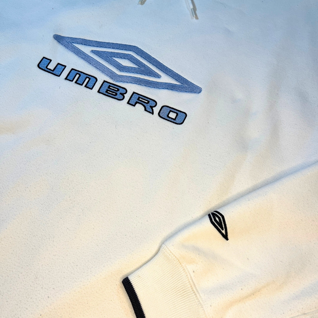 Vintage Umbro White Blue Hoodie (L)