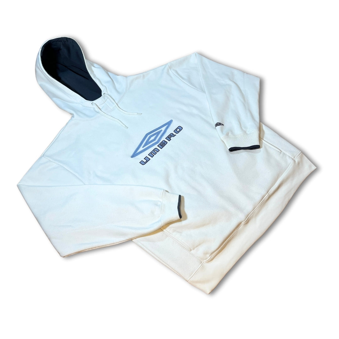Vintage Umbro White Blue Hoodie (L)
