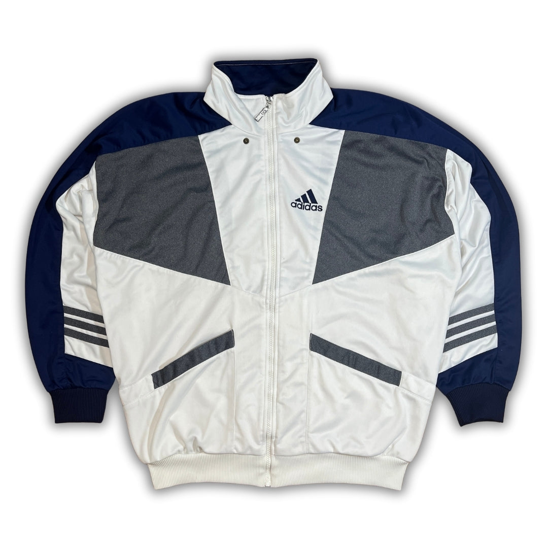 Vintage Adidas 90er White Blue Trackjacket (L)