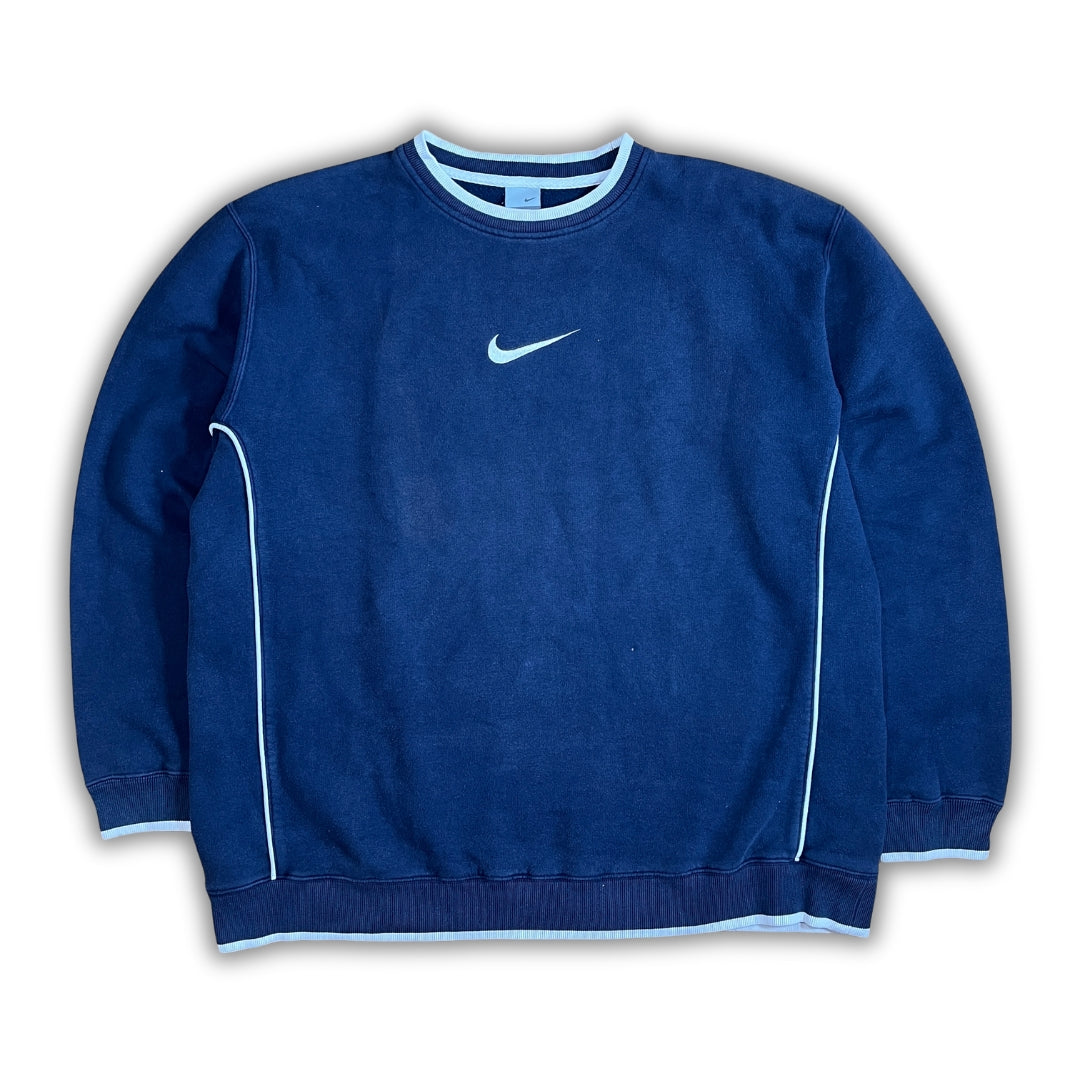 Vintage Blue Nike Swoosh Hoodie (XL)