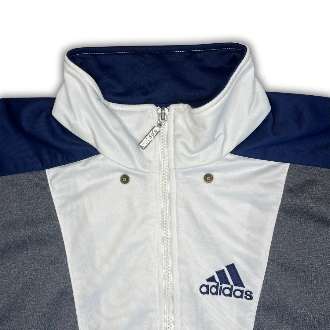 Vintage Adidas 90s White Blue Track Jacket (L)