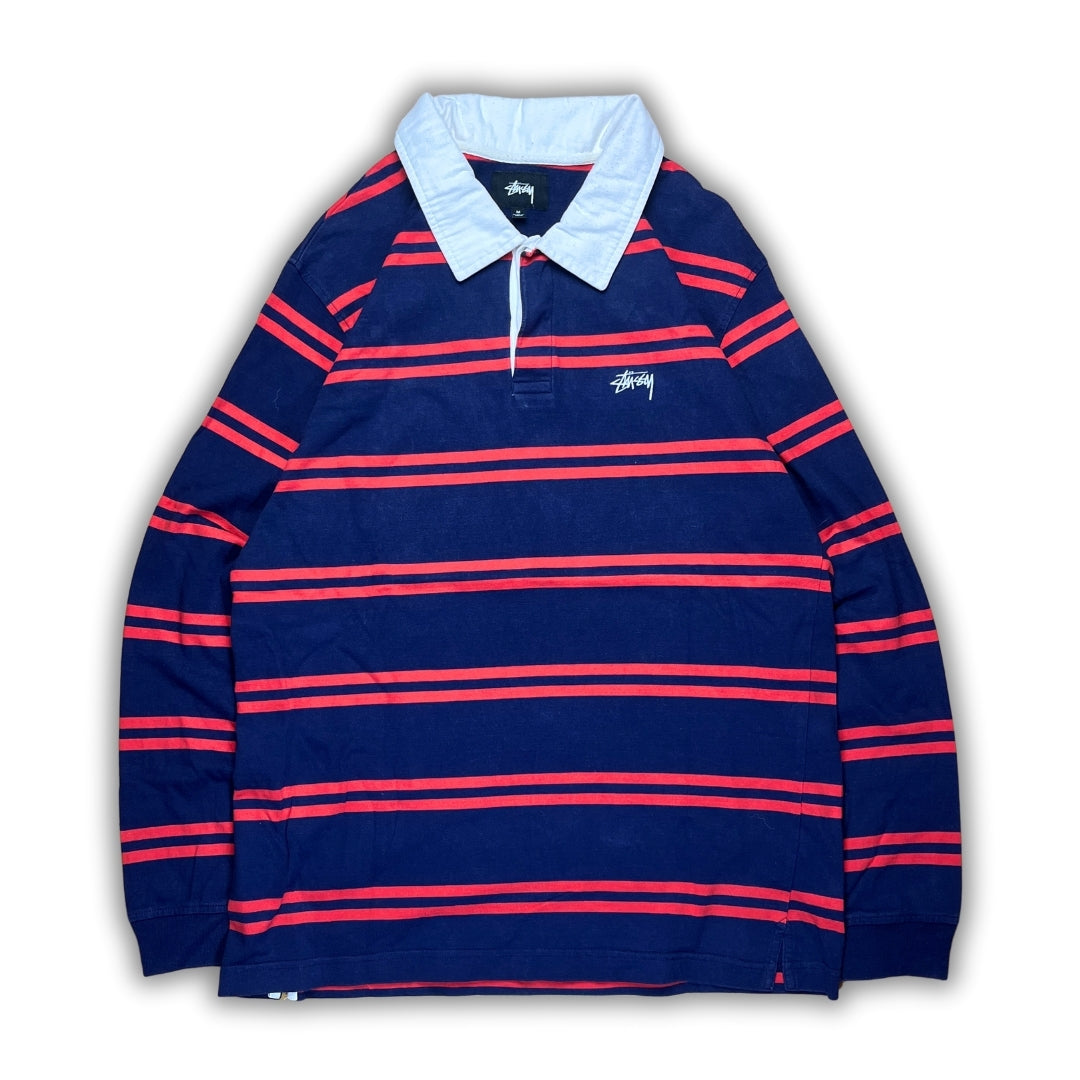 Vintage Stüssy Red Blue Rugby Shirt (M)