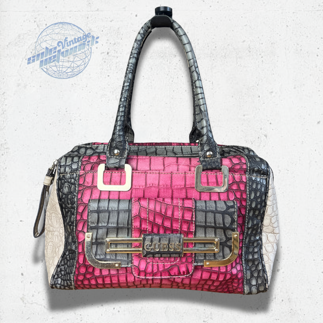 Vintage Guess Beige Lila Handtasche
