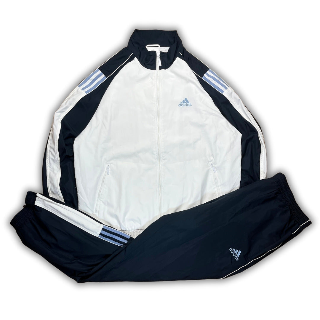 Vintage White Blue Adidas Tracksuit (XL)